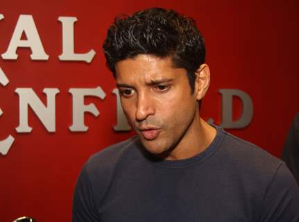 Farhan Akhtar during a contest that was held by Royal Enfield at Gurgaon