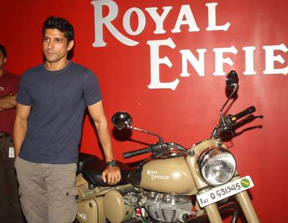 Farhan Akhtar during a contest that was held by Royal Enfield at Gurgaon