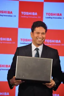 Sachin Tendulkar during the launch of Toshiba 2013
