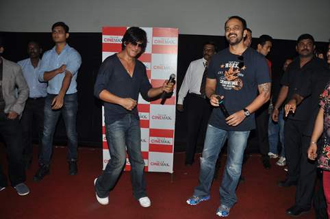 Shahrukh Khan and Rohit Shetty promote Chennai Express at Cinemax Versova