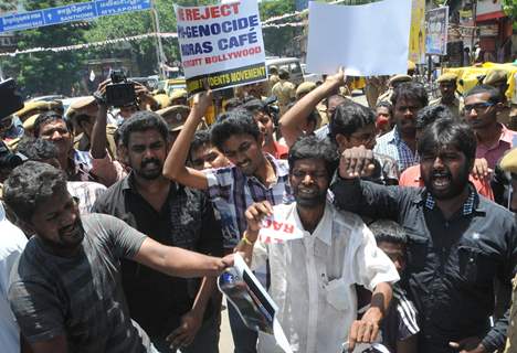 Students stage a protest against release of 'Madras Cafe' in Chennai