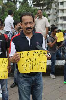 MLA Baba Siddiqui at the protest against the rape case in Mumbai