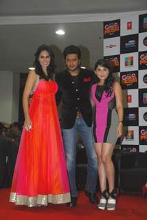 Brunah Abdalha, Ritesh Deshmukh and Sonalee Kulkarni at the Grand Masti Music Launch