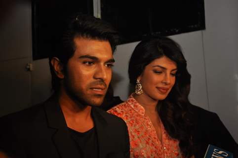 Ram Charan and Priyanka Chopra were seen at their film, Zanjeer's promotions