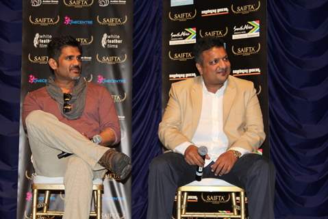 Suniel Shetty and Sanjay Gupta at the Shootout Series screened at Durban