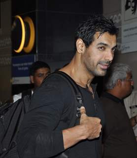 John Abraham was at Mumbai Airport leaving for SAIFTA