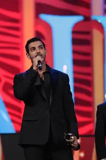 John Abrahm receiving youth of the Icon Award at SAIFTA Award ceremony