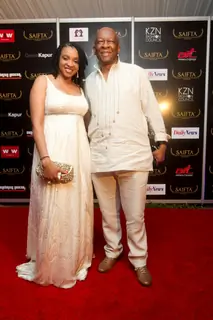Mr Welcome Msomi, Jury member SAIFTA with his Wife at the red carpet of SAIFTA