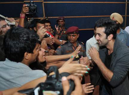 Ranbir meets his fans duribg the Promotion of his film Besharam