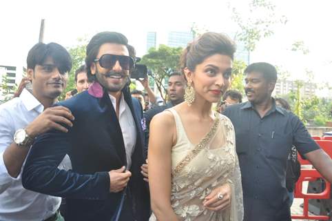 Ranveer Singh and Deepika Padukone arrive at the Trailer Launch of Ram Leela