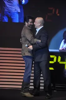 Anil Kapoor greets anupam Kher at the '24' - Press meet