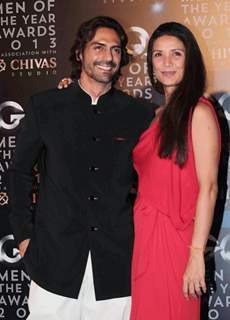 Arjun Rampal with wife Mehr Jesia at the GQ Man of the Year Award 2013