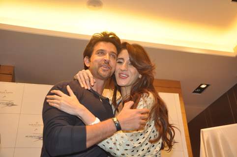 Hrithik Roshan and Farah Ali Khan greet each other at the launch