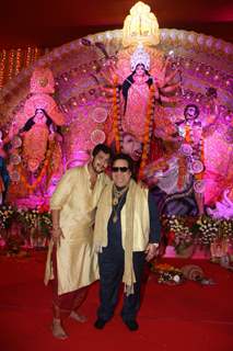 Bappi and Bappa Lahiri at the Durga Pooja celebrations