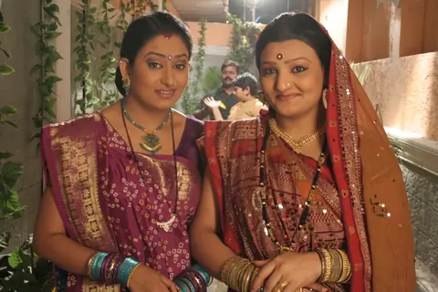 Manjula and Alpa looking happy