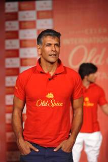 Milind Soman sports the grey shade amazingly well at the Launch of the Old Spice deodorant