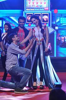 A fan greets Sunny Leone at the Music Launch of Jackpot