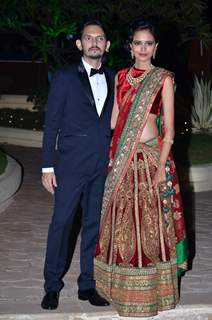 Vishesh Bhatt and his wife at their Wedding Reception