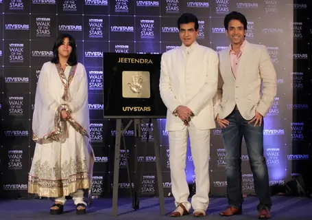 Jeetendra's hand impression tile launch