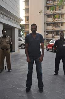 Sanjay Dutt addresses the press after coming out in parole