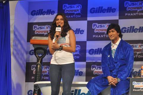 Neha Dhupia and Vidyut Jamwal at the launch of Gillette Fusion Power Phantom