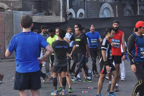 Anil Ambani at the Mumbai Marathon 2014