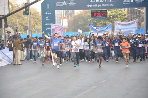 Tara Sharma was at the Mumbai Marathon 2014