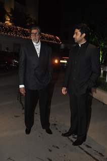 Amitabh and Abhishek Bachchan at Raghav Sachar & Amita Pathak Wedding