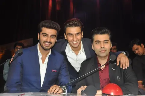 Arjun, Ranveer and Karan Johar pose for a picture