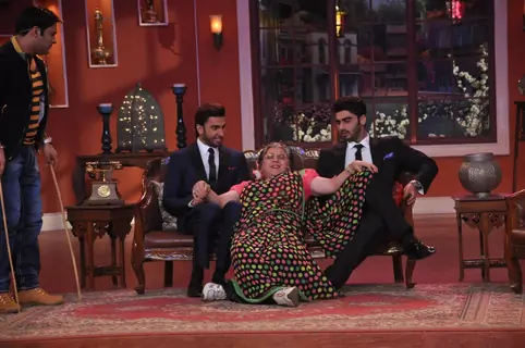 Ranveer Singh, Ali Asgar and Arjun Kapoor in a gig on the show