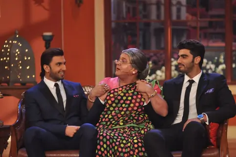Ranveer Singh, Ali Asgar and Arjun Kapoor in a gig on the show