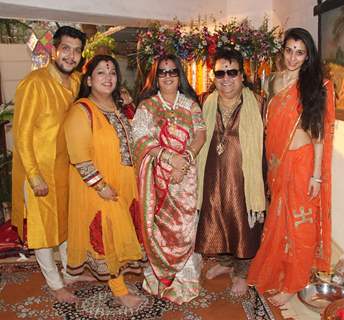 Bappi Lahiri with his family at the Saraswati Puja