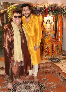 Bappi and Bappa Lahiri at Saraswati Puja