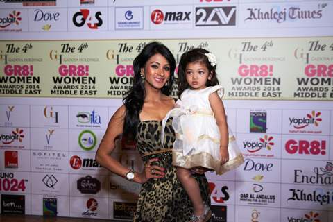 Barkha Bisht with her daughter was seen at the 4th GR8! Women Awards 2014