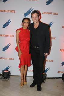 Suchitra Pillai with her husband at the Absolut Elyx Party