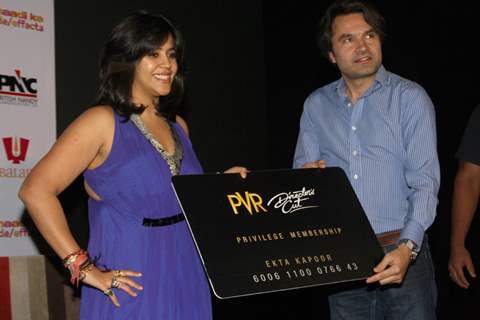 Ekta Kapoor at the Press meet for their film Shaadi Ke Side Effects