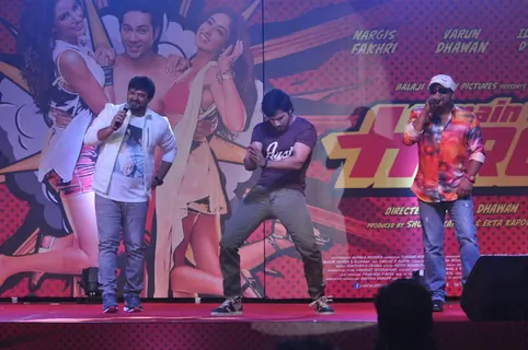 Varun Dhawan performs with Sajid-Wajid at the Music Launch of Main Tera Hero