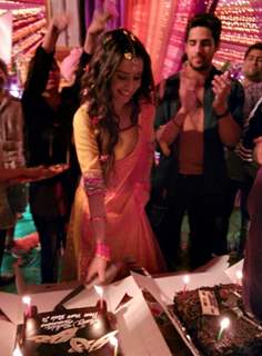 Shraddha Kapoor cuts her birthday cake on the sets of The Villian