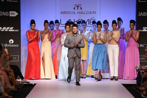 Abdul Halder with his collection at Lakme Fashion Week Summer Resort 2014 Day 3