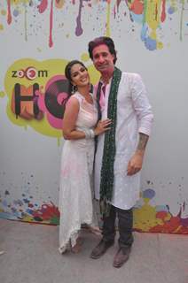 Sunny Leone with her husband at the Zoom Holi Party