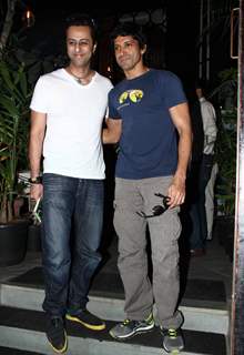 Farhan Akhtar and Saleem Merchant at the launch of chef Vicky Ratnani's book 'Vicky Goes Veg'