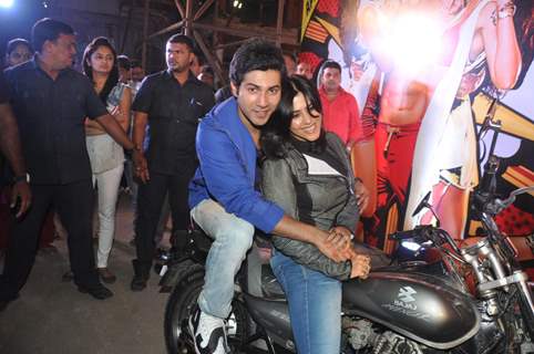 Ekta Kapoor and Varun Dhawan at the Bike rally to promote Main Tera Hero