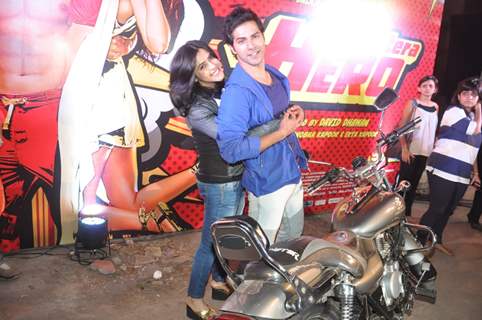 Ekta Kapoor and Varun Dhawan at the Bike rally to promote Main Tera Hero