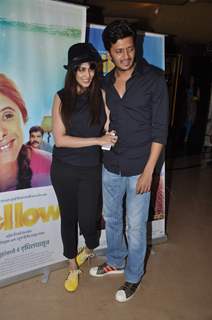 Genelia and Riteish Deshmukh were seen at the Screening of Marathi film Yellow