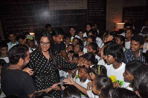 Sonakshi Sinha with the children at a special screeing of Rio 2