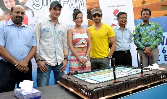 Rajeev Khandelwal & Madalsa Sharma at Waterkingdom to promote Samrat & Co.