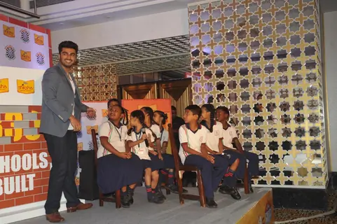 Arjun Kapoor joins the children at a P&G Shiksha event