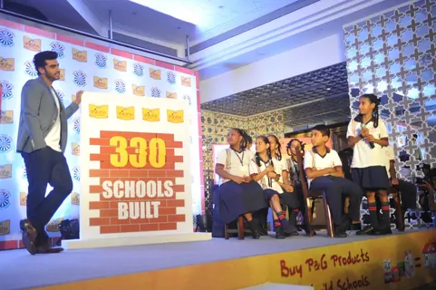 Arjun Kapoor joins the children at a P&G Shiksha event
