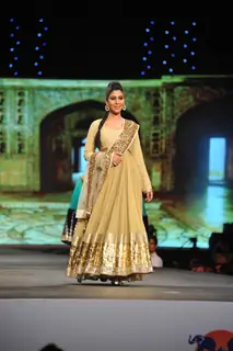 Saakshi Tanwar walked the ramp at the 'Caring with Style' fashion show at NSCI