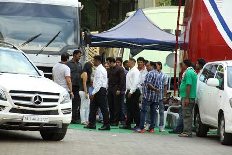 Salman Khan snapped as he meets a special child at Mehboob Studio